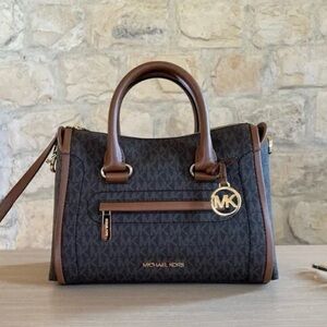 Michael Kors Tan Brown Signature Satchel Crossbody Bag